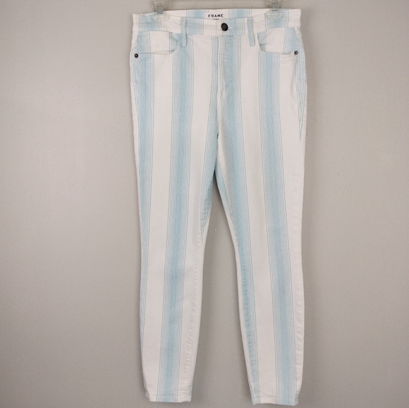 NWOT FRAME Denim Le High Cropped Skinny in Ombré Stripe Sz. 30 - Picture 4 of 15